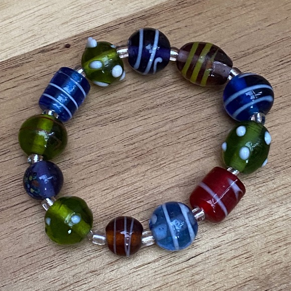 New Handcrafted Recycled Glass Bead Bracelet Set - Picture 5 of 6
